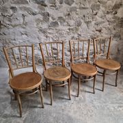 Set of 4 Fischel bentwood bistro chairs, Czechoslovakia, circa 1930–1950.