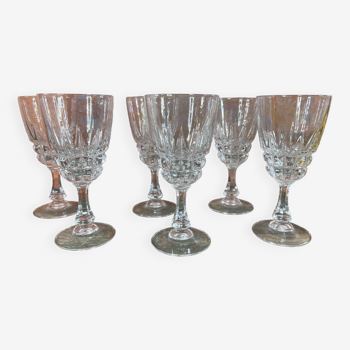 Lot de 6 verres à vin en cristal d'Arques Pompadour