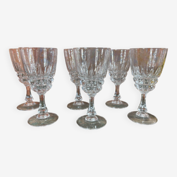 Set of 6 Cristal d'Arques Pompadour wine glasses