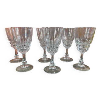 Set of 6 Cristal d'Arques Pompadour wine glasses