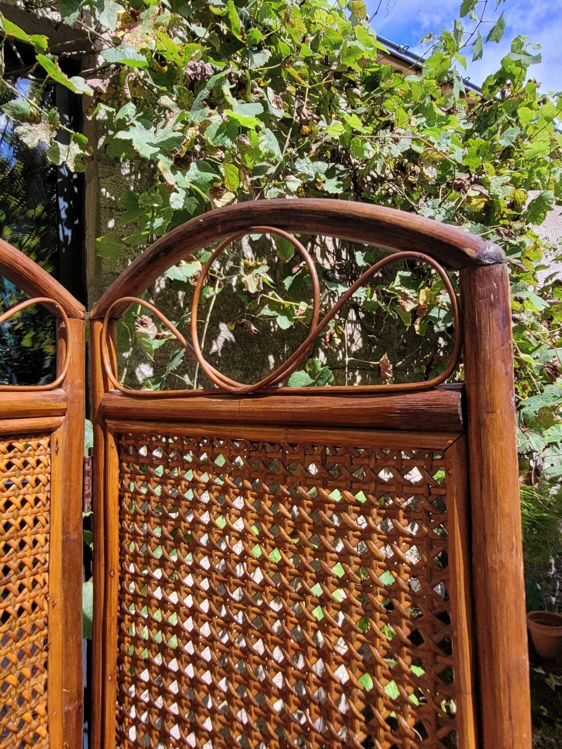Wood and cane screen