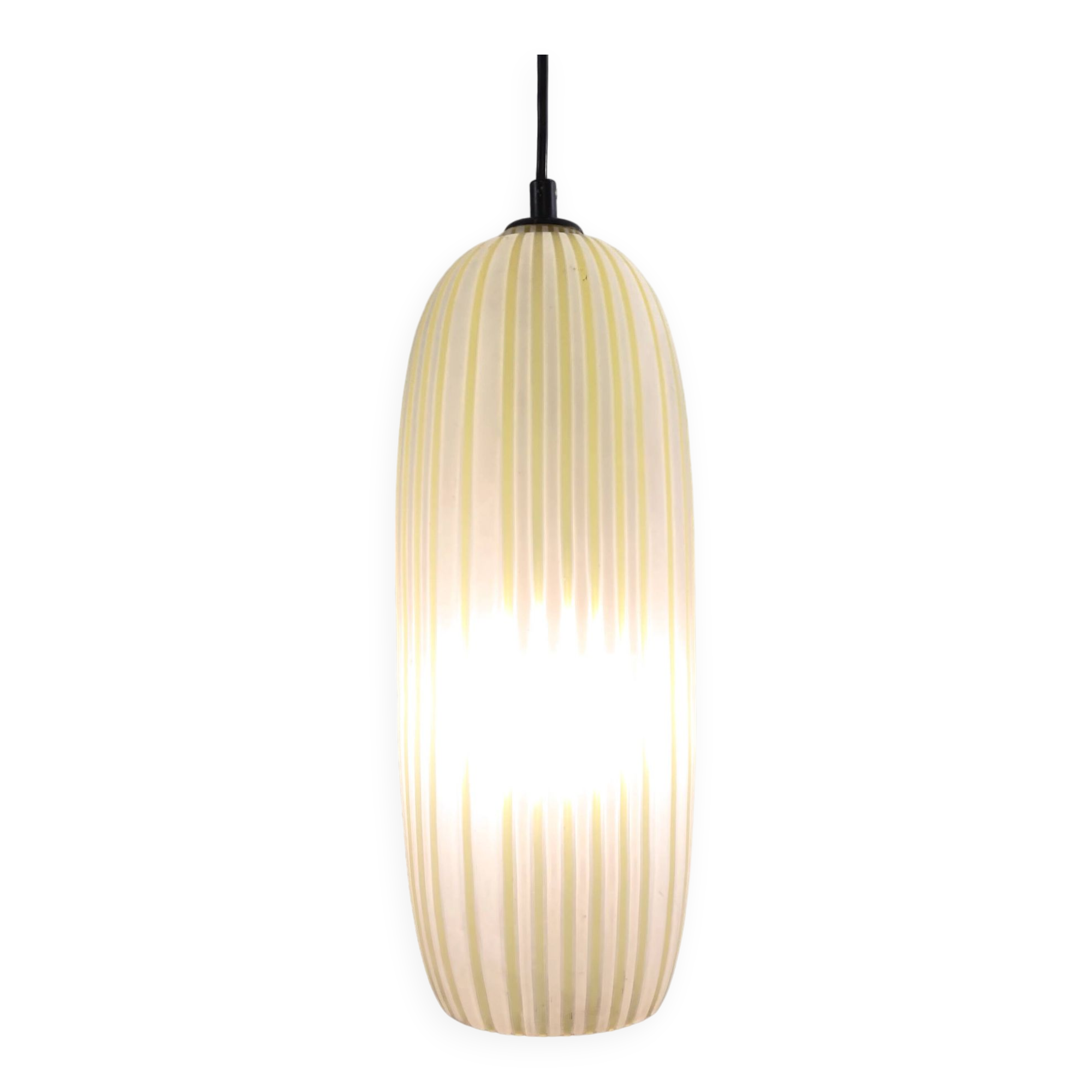 Mid-Century Modern Yellow Glass Pendant Lamp, Italy, 1960s