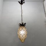 Wrought Iron Murano Glass Light Pendant 1950’s