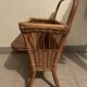 Vintage rattan magazine rack with side shelf - Bohemian style