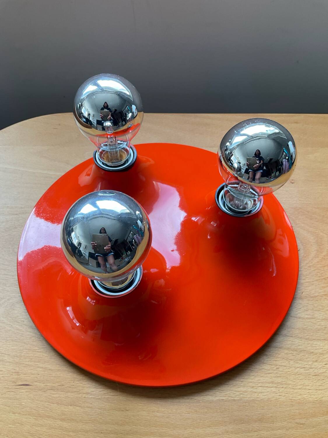Space Age saucer wall lamp with 3 lights from the 70s