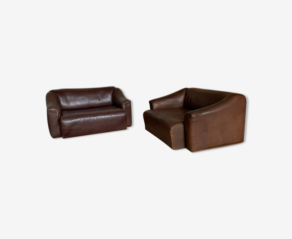 Paire de canapés vintage en cuir marron DS47 par De Sede