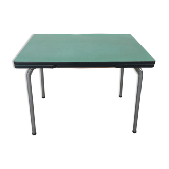 Formica green table with 2 extensions and a drawer years 60