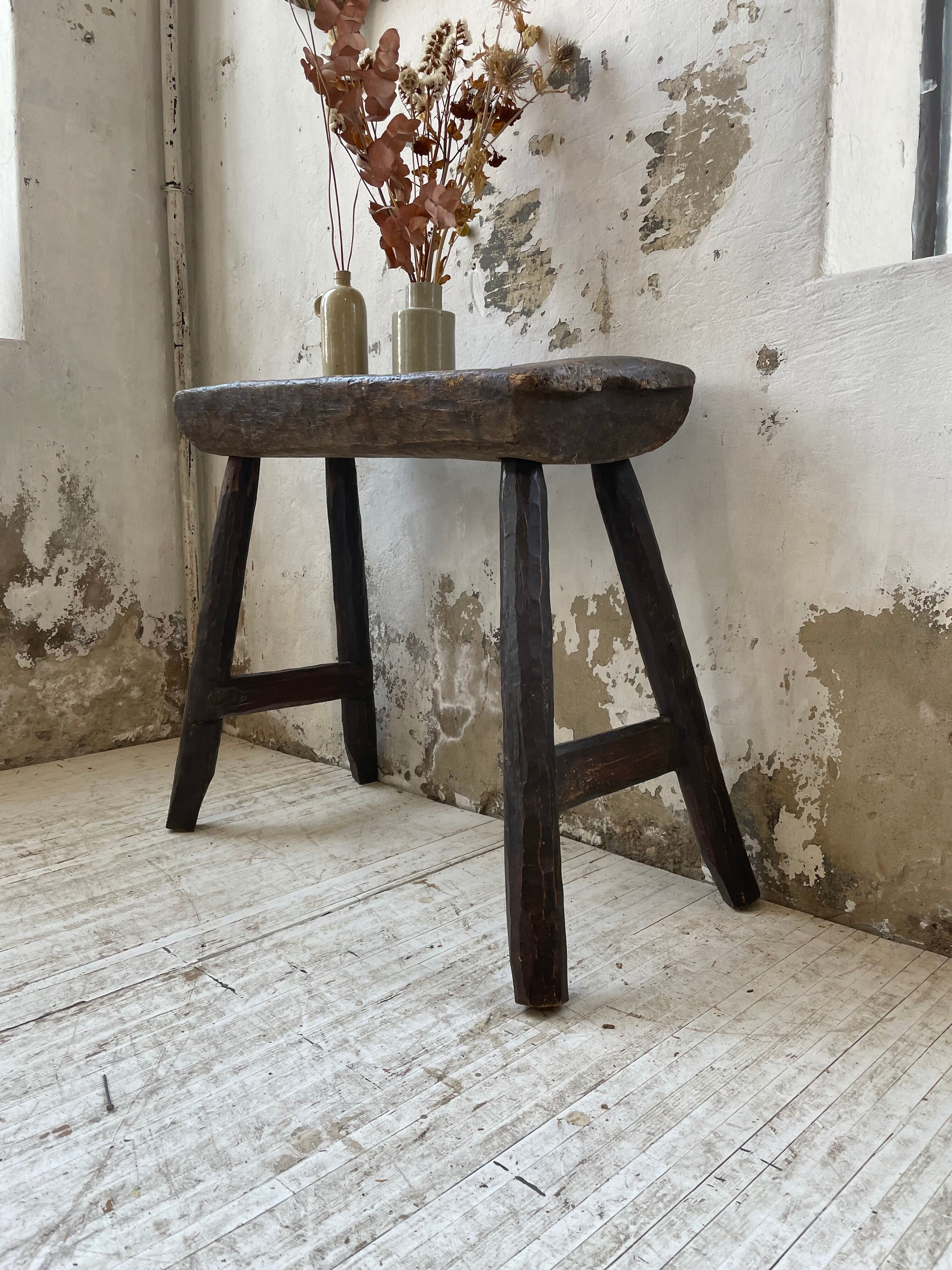 Brutalist solid wood console