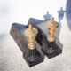 Cast iron and brass chenets