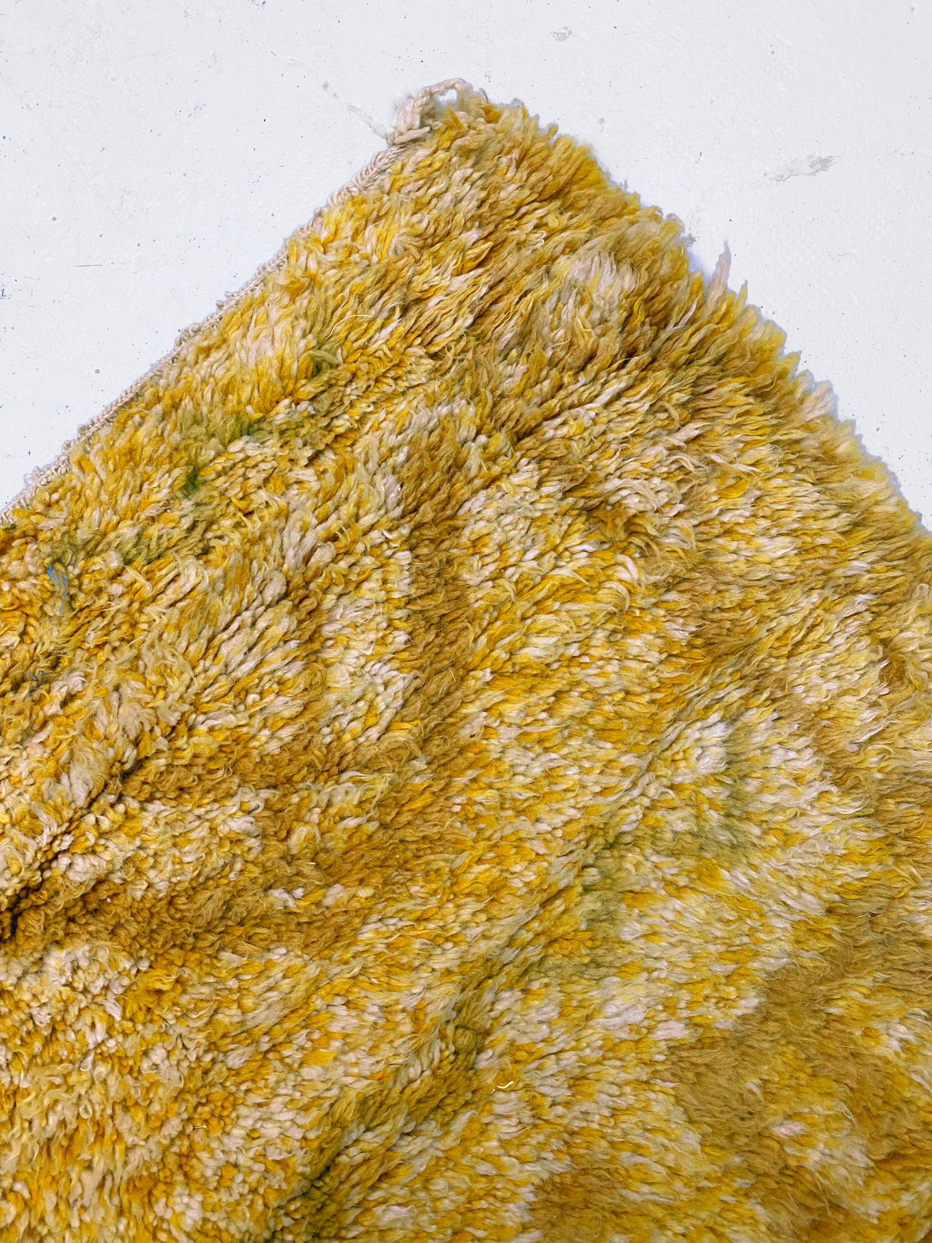 Ochre Berber Beni Ouarain rug with ethnic patterns, 1.45x1.07m