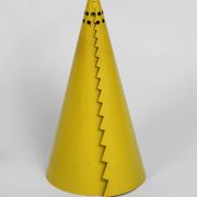 Rare Mid Century Modern cone shaped pendant lamp made of sheet steel in yel
