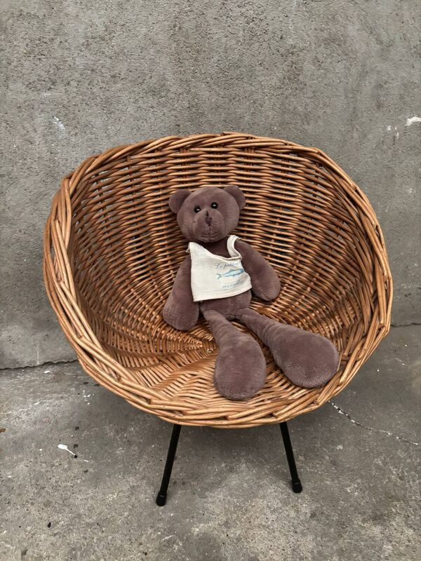 Fauteuil enfant en osier vintage design