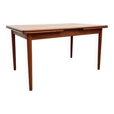 Table à manger teck rallonges intégrées — scandinave