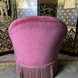 Fauteuil crapaud Napoléon III velours rose