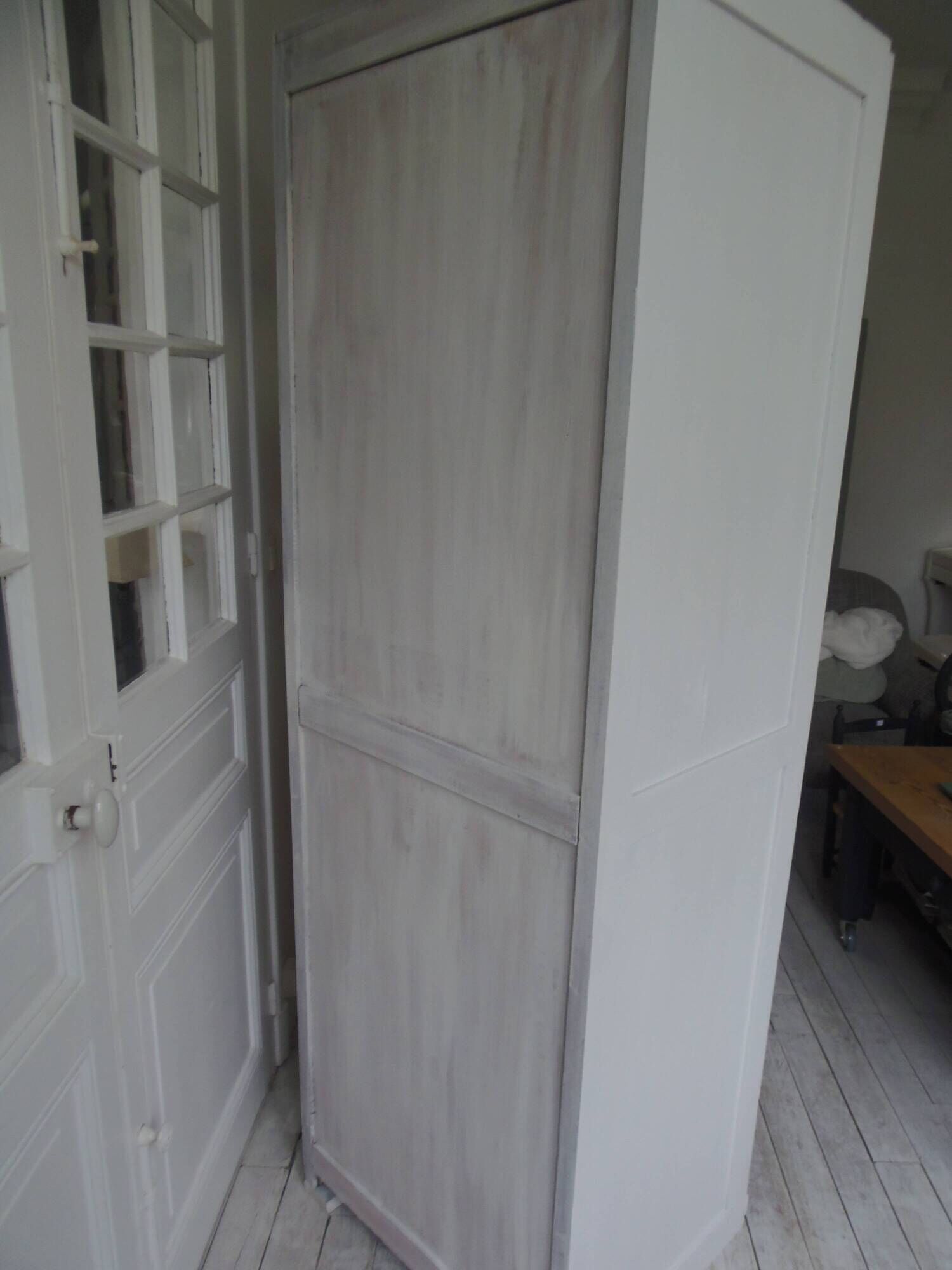 Vintage Parisian wardrobe re-enchanted in pearl gray with waxed finish.