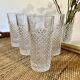 5 vintage glasses with a diamond point pattern