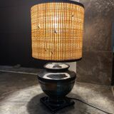 Black ceramic table lamp and fiber
