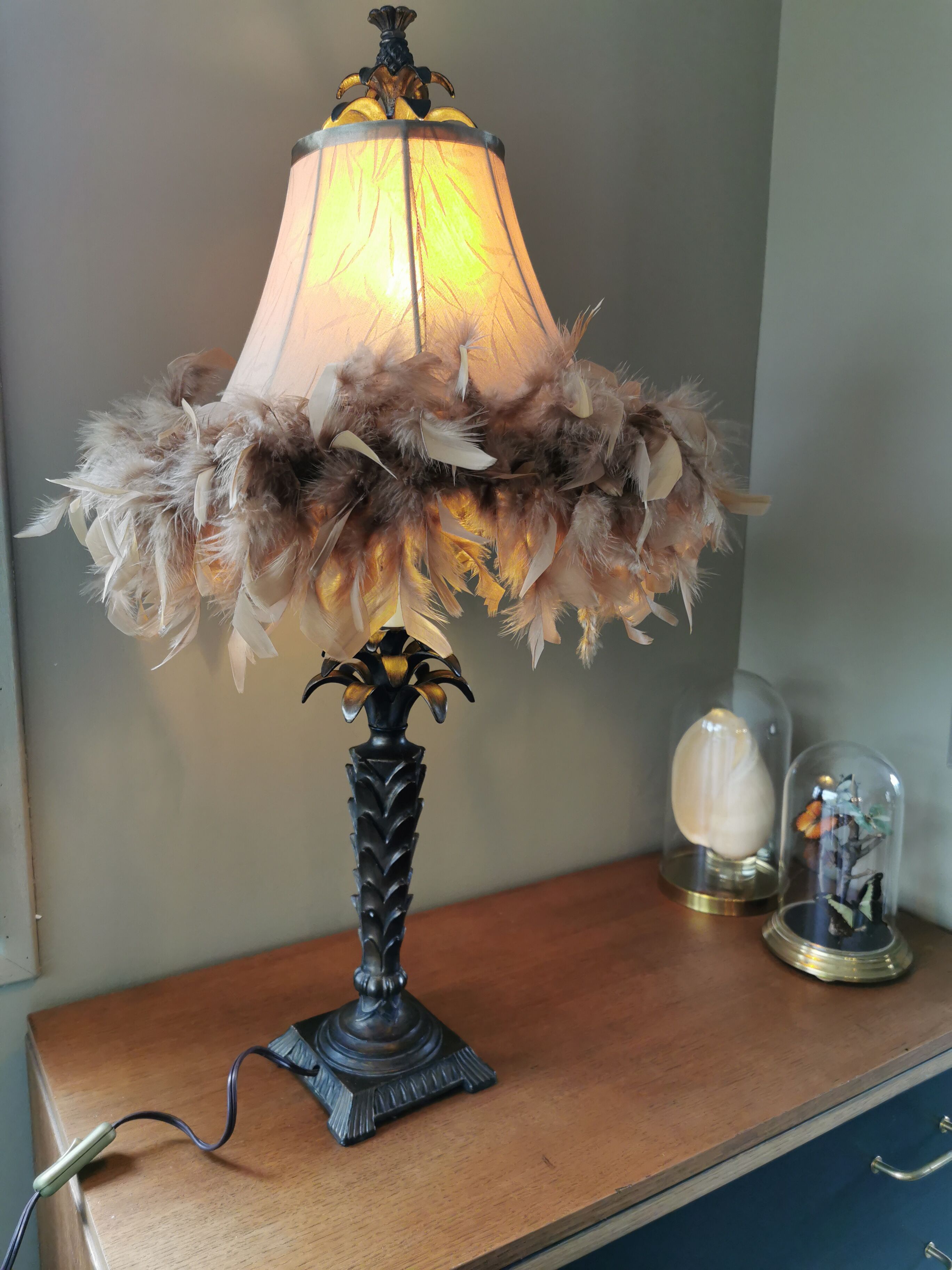 Original pineapple lamp with feathered offal