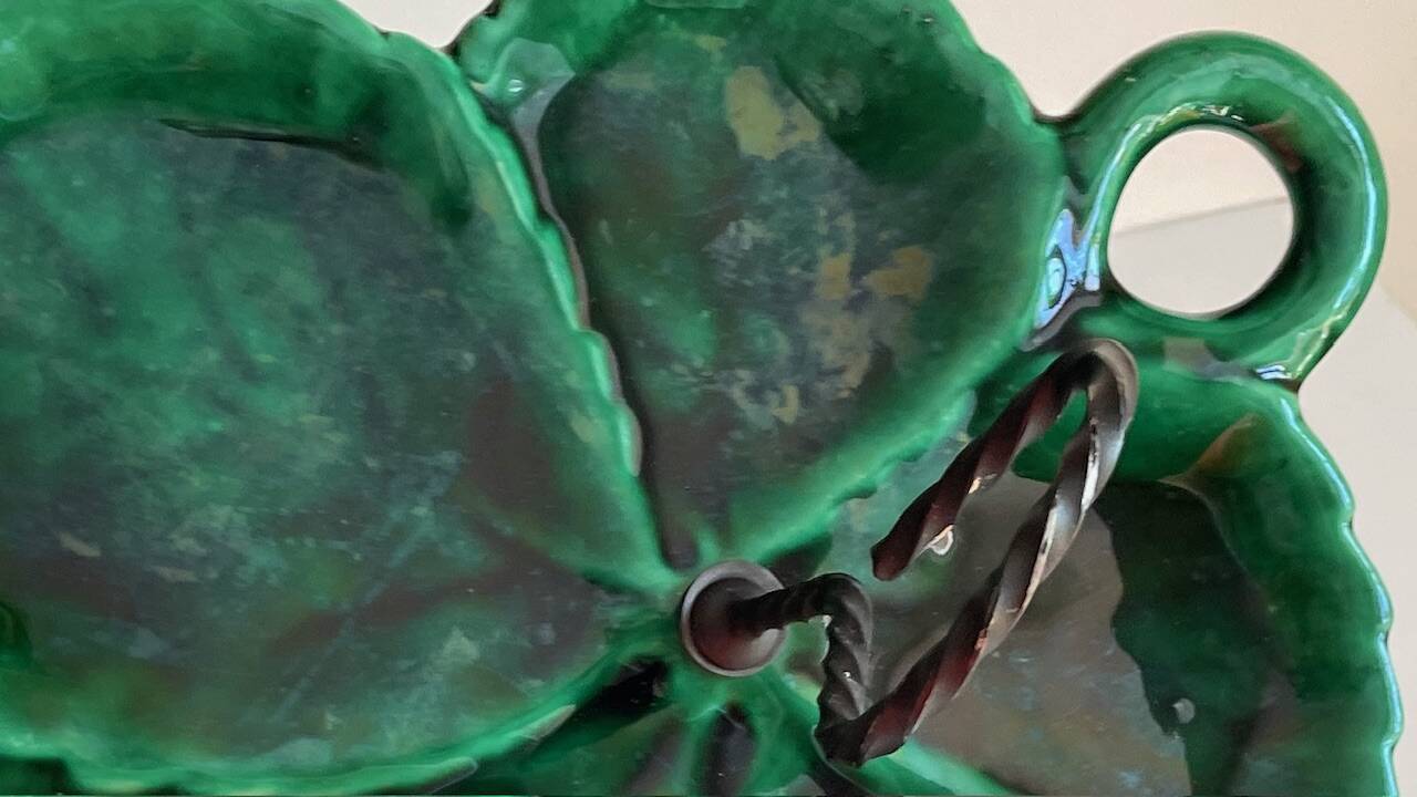 Vintage glazed ceramic slip dish