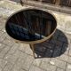 Neoclassical coffee table in black opaline glass and gilt bronze, circa 1970