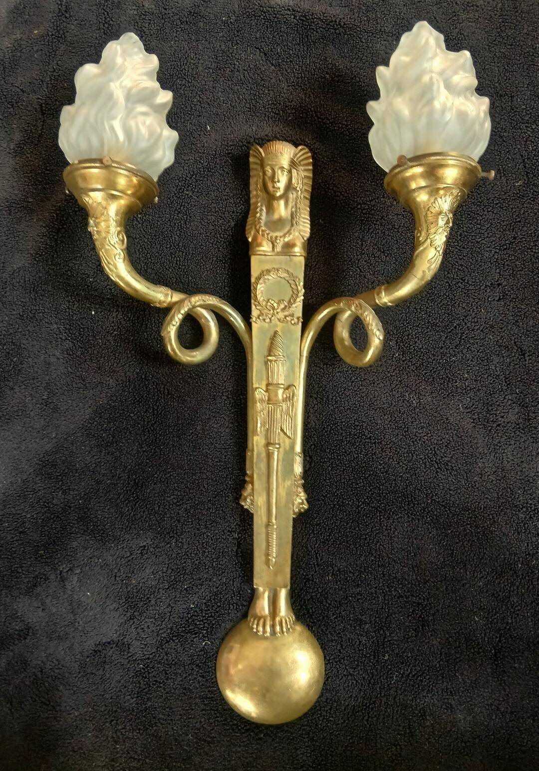 rare applique 1st Empire solid bronze Egyptian sphinx