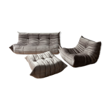 3-seater sofa, armchair and ottoman Togo velvet sofa designed by Michel Ducaroy 1973