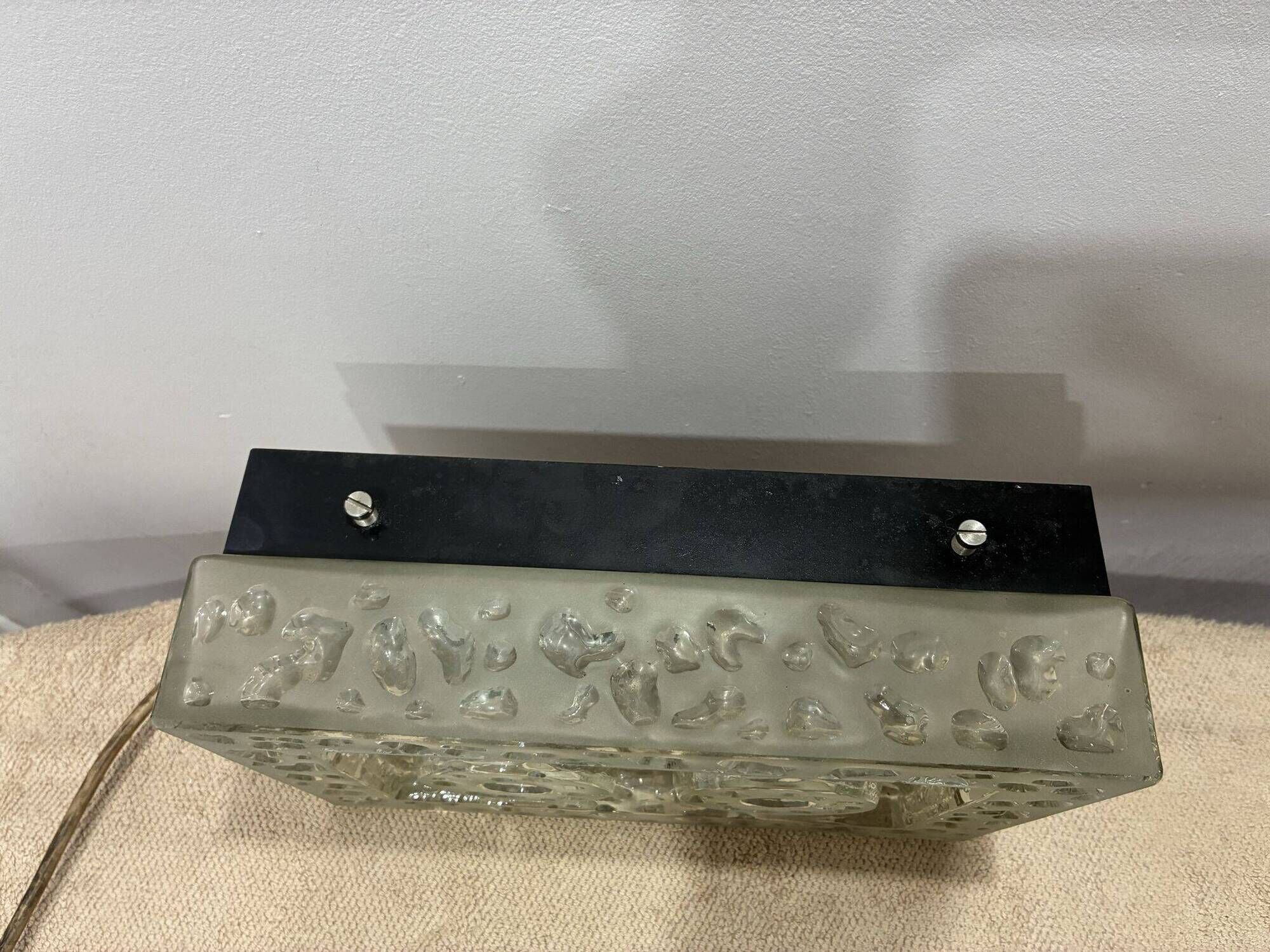 BEGA brutalist wall or ceiling light, pressed glass, 1960s-70s