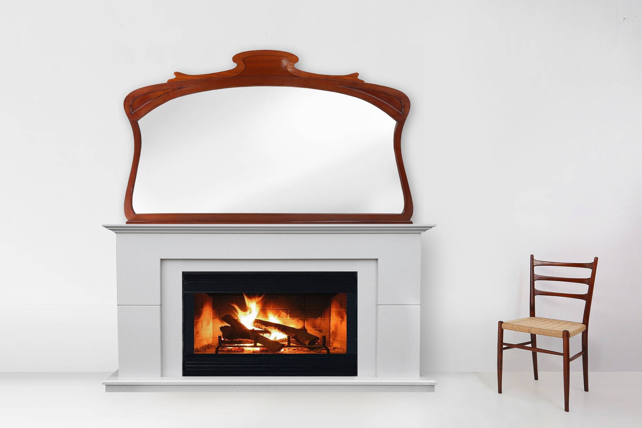 Large hand carved Art Nouveau chimney mirror, France ca. 1910