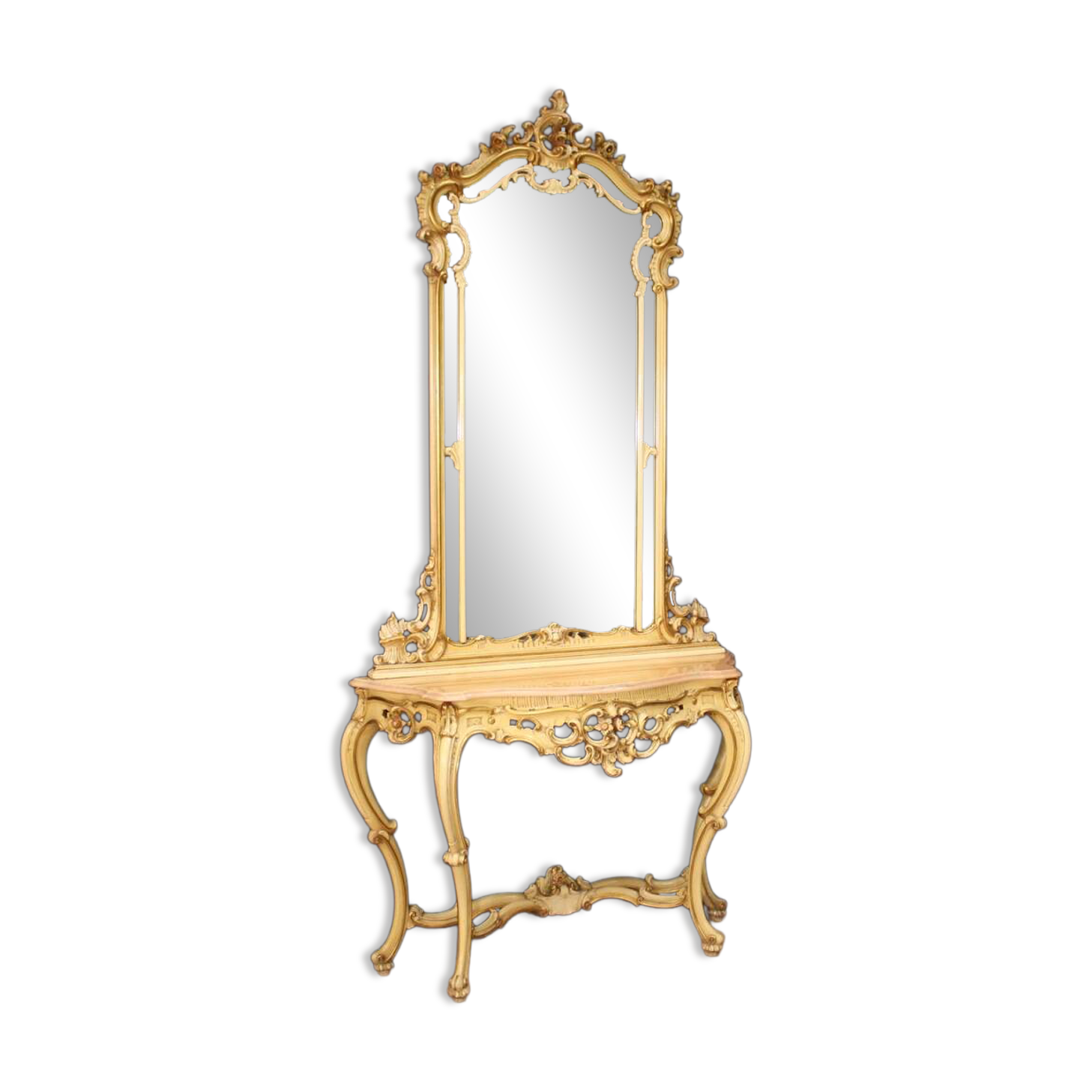 Great Italian console with mirror in Louis XV style