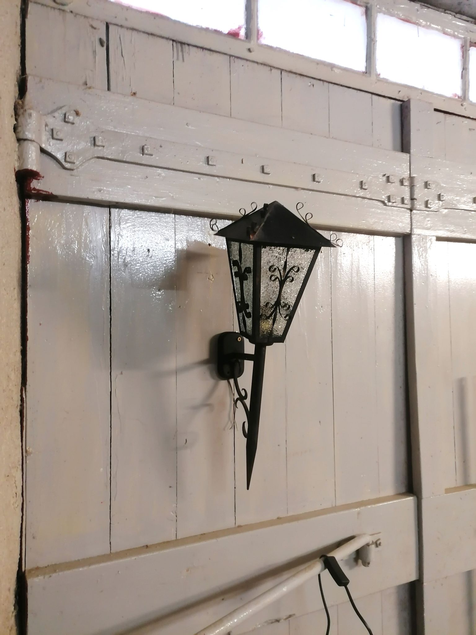 Great Applic Flambeau / Lantern Wrought Iron - Frosted Glass - 1st Half 20th Century