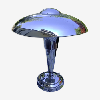 Vintage chrome metal mushroom lamp