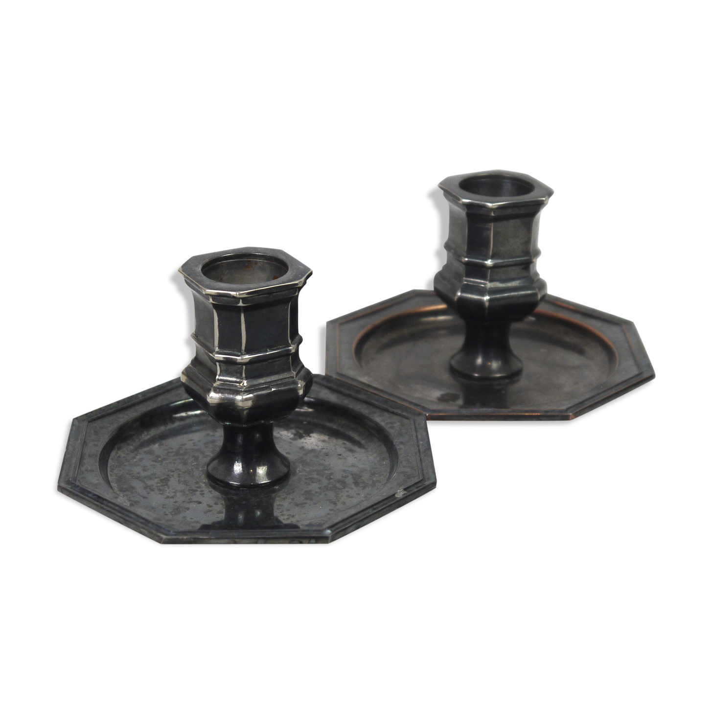 Pair of metal candlesticks