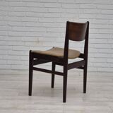 1970s, set of 5 Danish dinning chairs, original condition, teak wood, leather.