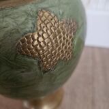 Vase in cloisonné and water green enameled brass