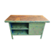 Industrial workbench steel green kitchen or bathroom furniture