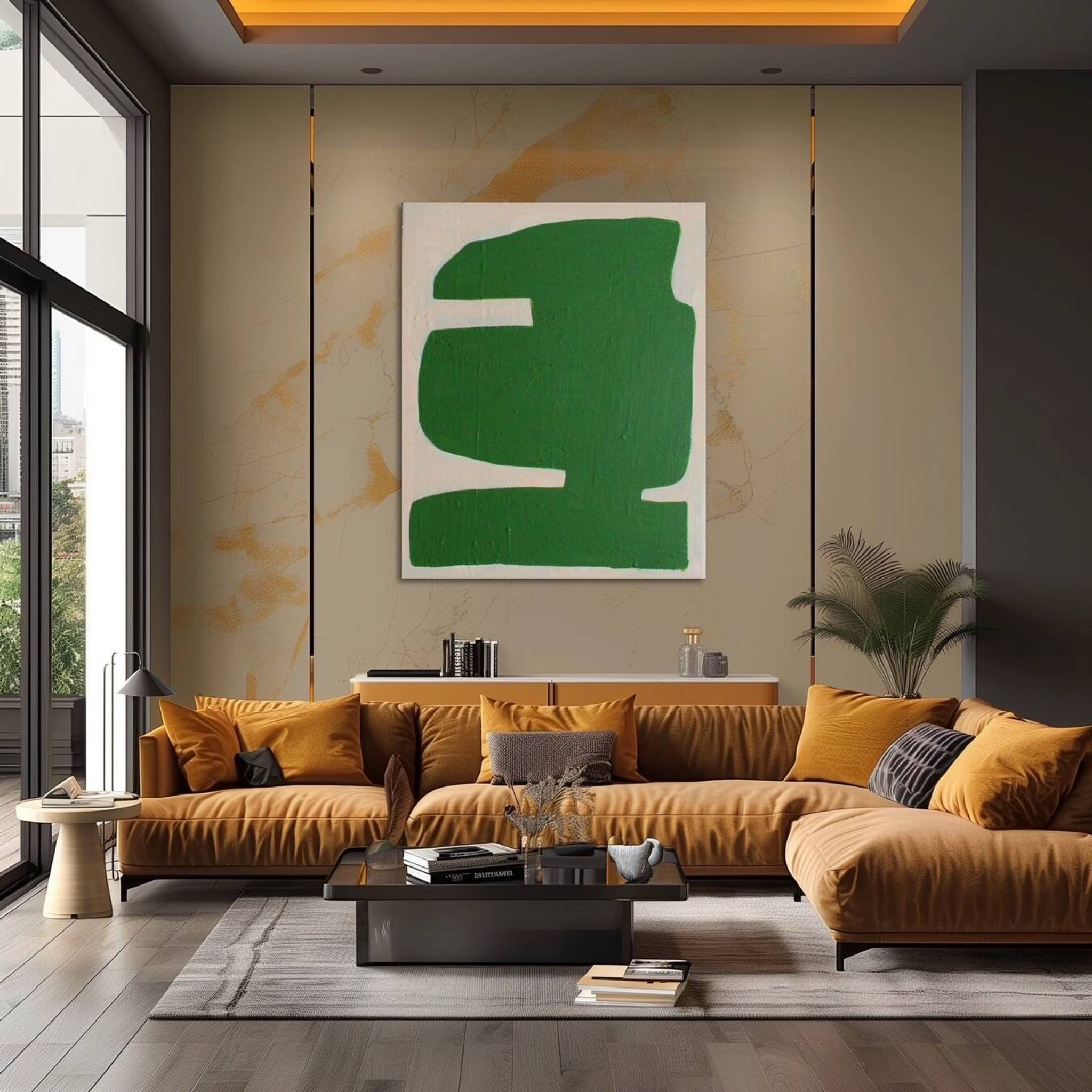 Large minimalist canvas "Verdura" 116x89cm signed Bodasca