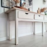 Antique counter, wooden work table.