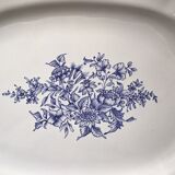 Moustier earthenware dish, white and blue