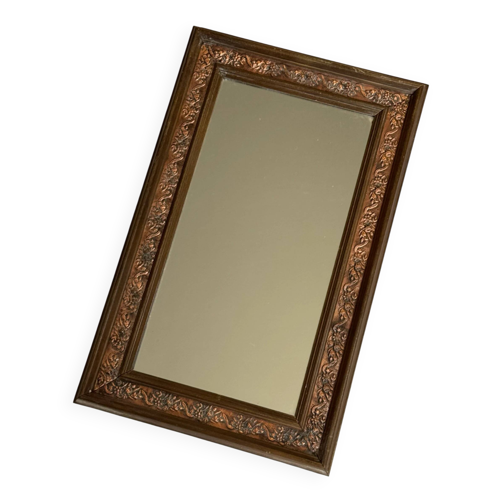 Vintage copper wooden mirror