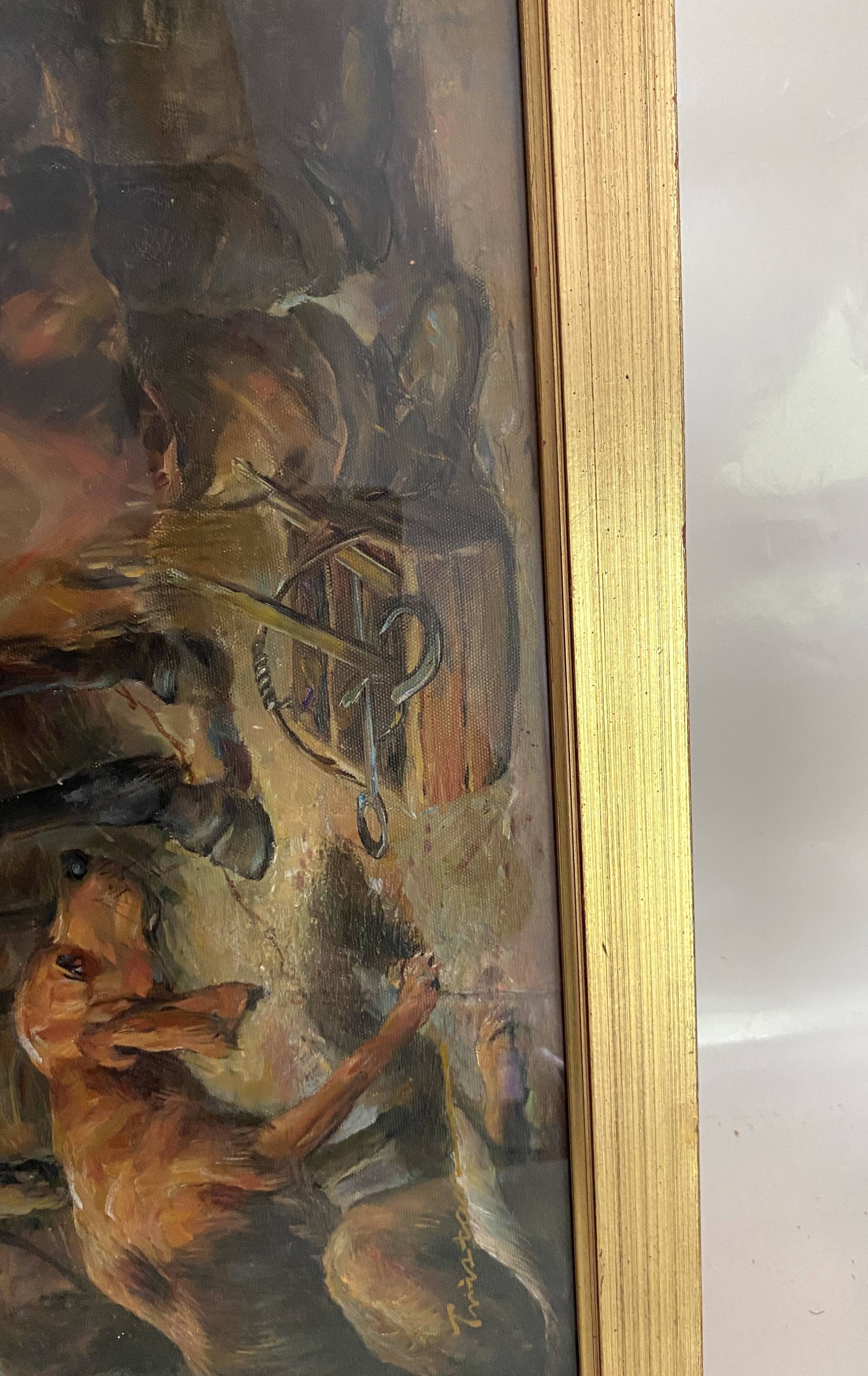 Oil on canvas under glass