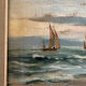 La baie, huile sur carton, cadre stuc doré