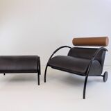 COR Zyklus leather armchair with ottoman by Peter Maly