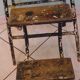 Workshop stepladder, retractable steps, antique, metal and wood, patina look