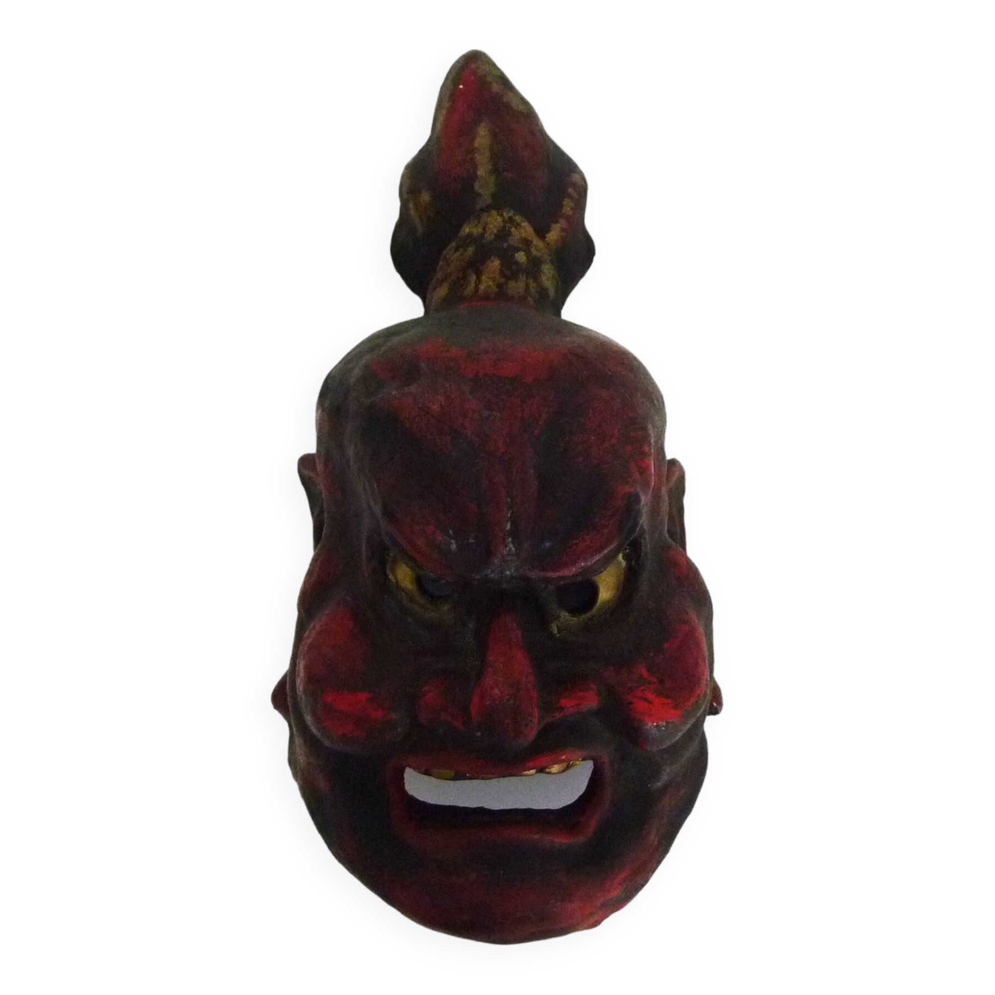 Old Japanese mask in polychrome wood. 70s 80s