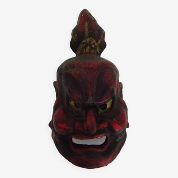 Old Japanese mask in polychrome wood. 70s 80s