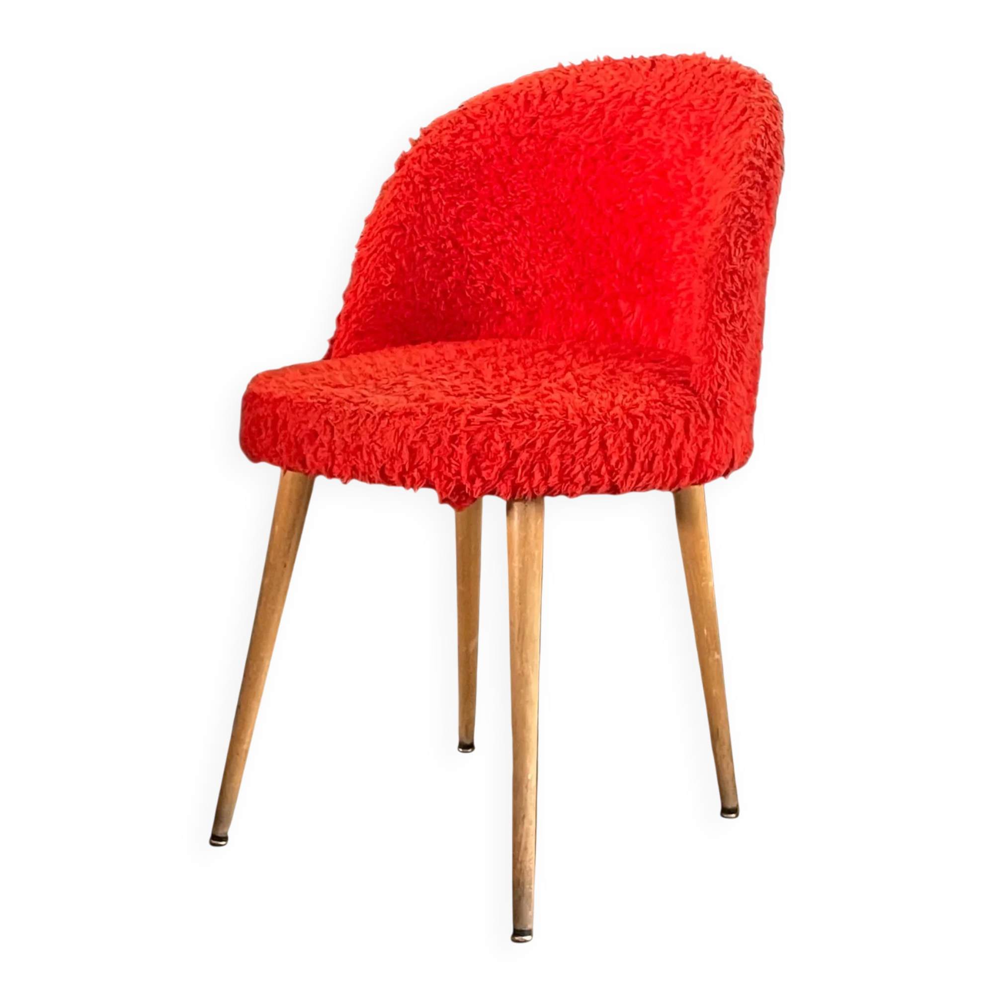Chaise moumoute orange vintage