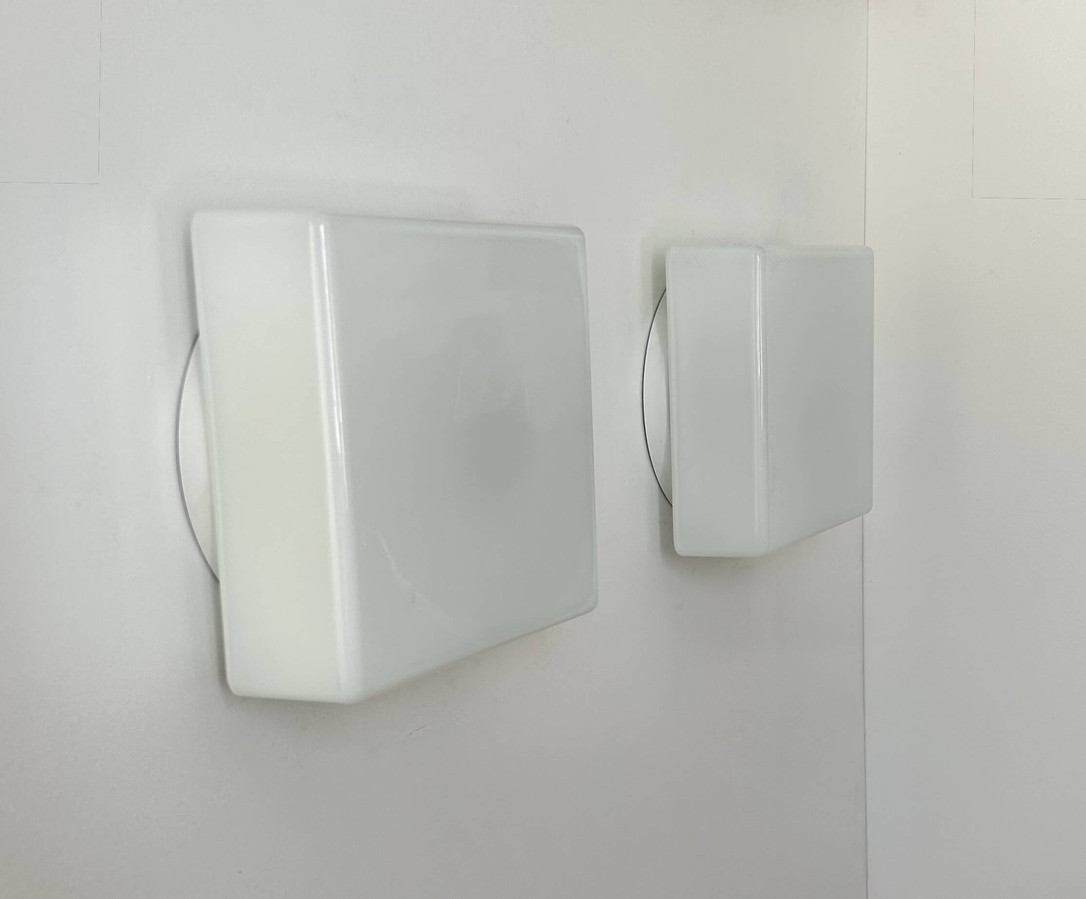 Pair of vintage Lita opaline wall lights, France 1970s