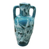 Ancien vase amphore en terre cuite turquoise