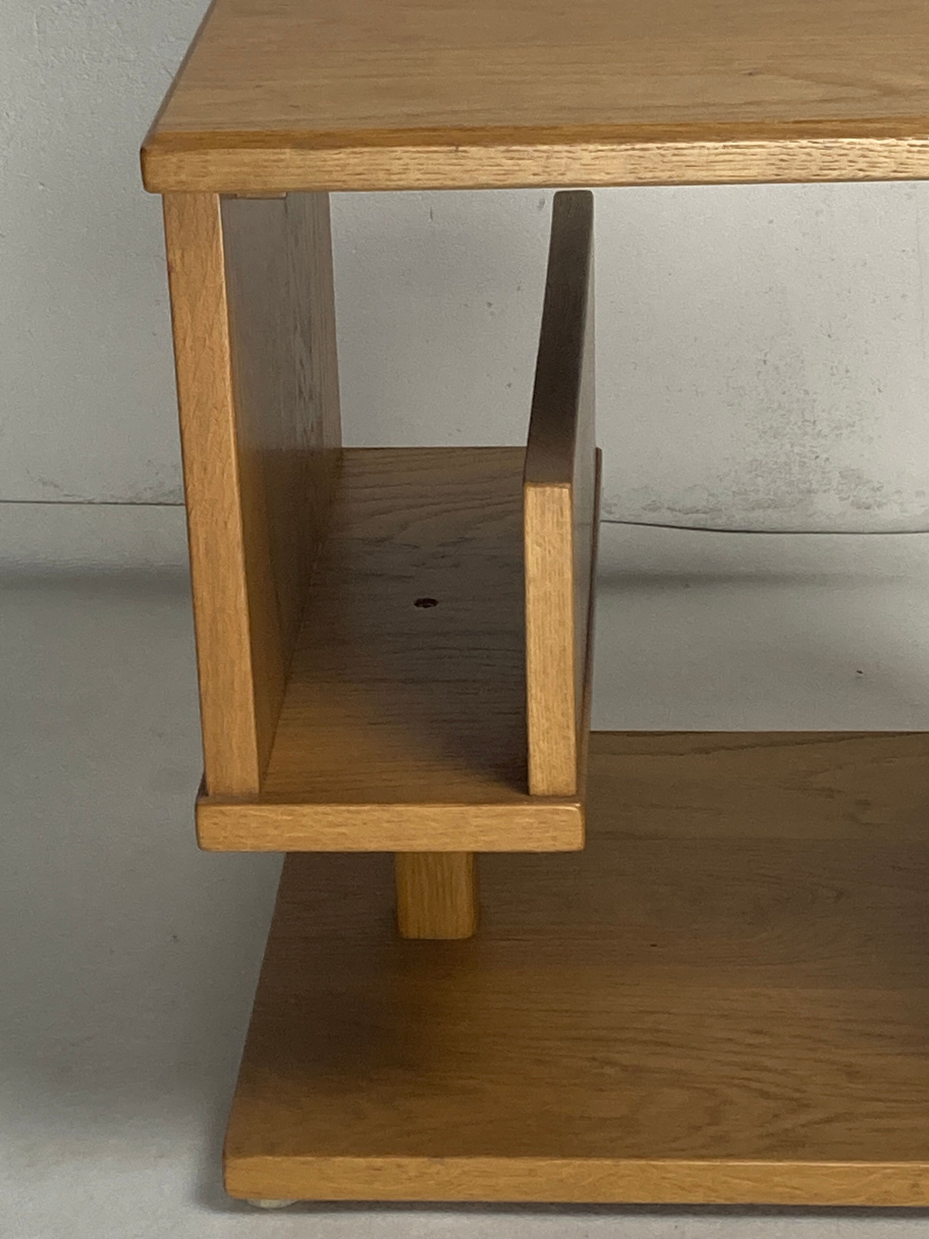Dutch architectural blonde oak side table, 1980s