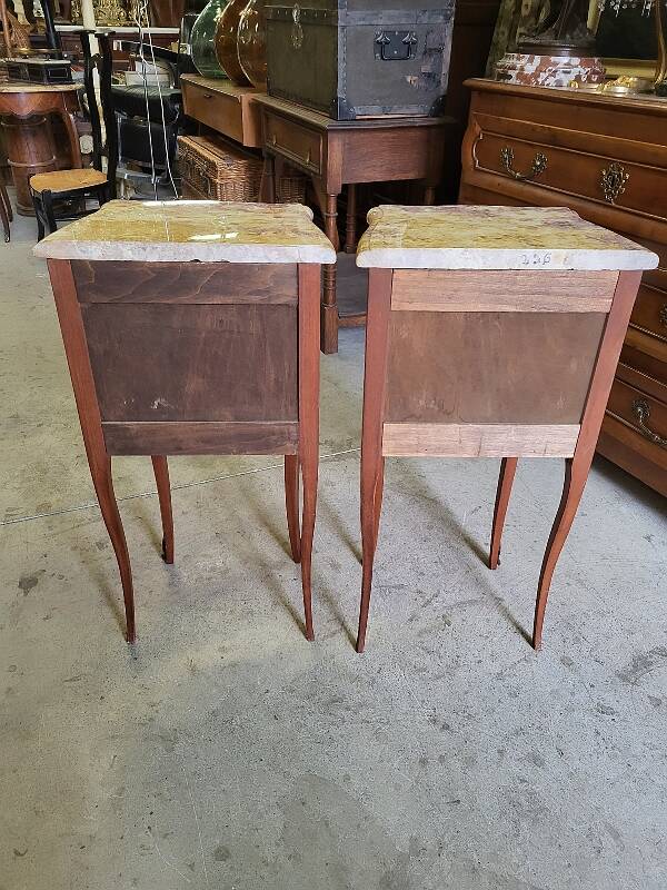 Pair of rosewood bedside tables with marble top n° 2